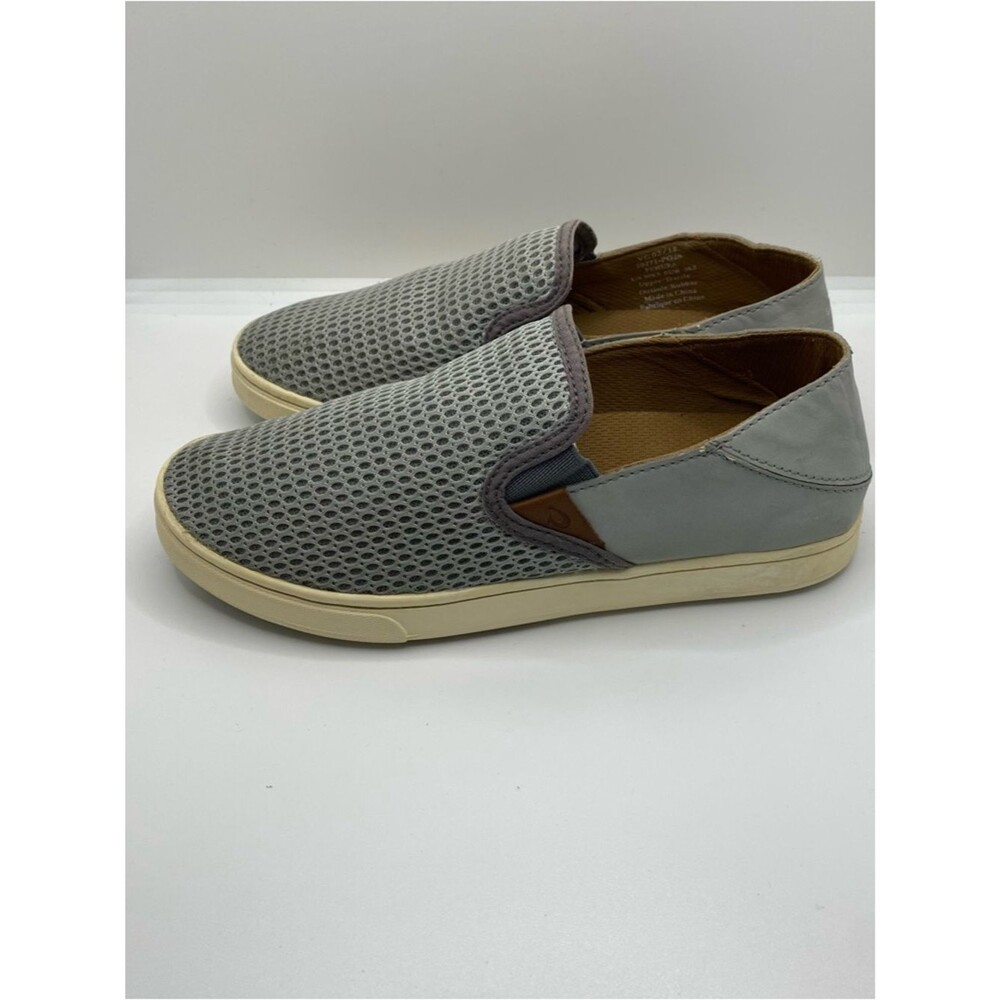 OluKai Pehuea Gray Slip-On Women's Sneakers 6.5 Mesh Coastal Beach Island Minima